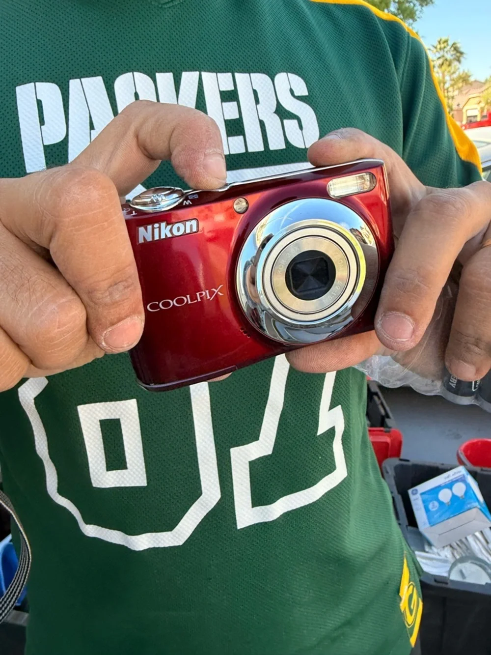 Nikon Coolpix Compact Digital Camera in Metallic Red with Chrome Lens Ring